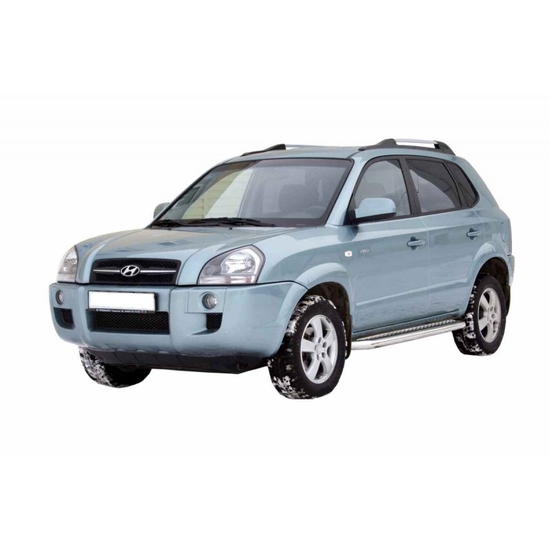 Защита порогов Hyundai Tucson (2004-2010) с алюм.накладками (0636)