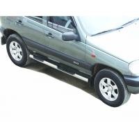 Защита порогов с проступью Chevrolet Niva d76(НПС)(арт.0203)(до 2009 г.в)