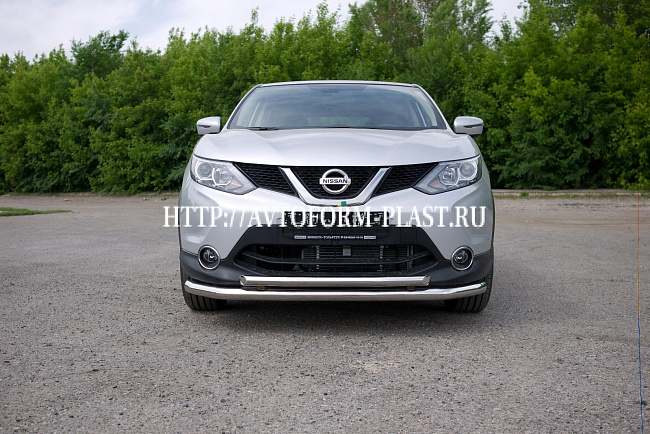 Защита переднего бампера двойная 63/51мм (нерж.сталь) NISSAN QASHQAI 2014-