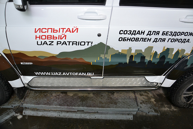 Защита порогов с алюм. площадкой 51мм (НПС) UAZ PATRIOT 2014- РТ 05020201