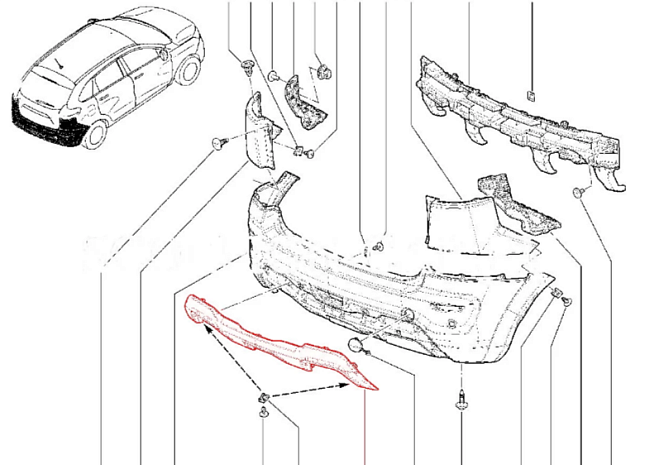 Накладка заднего бампера центральная (серебристая) Lada XRAY Cross 8450022530