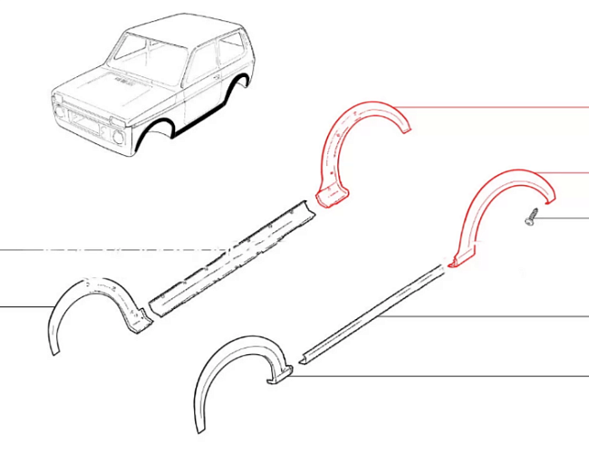 Молдинги заднего крыла Лада Нива Бронто 4х4 Оригинал 