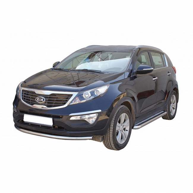 Защита порогов с алюминиевым листом Kia Sportage (2010-2015 г.в.) ППК (арт1600К)