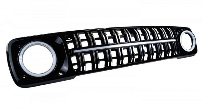 Решетка радиатора BestPartner для Лада Нива 4х4 с LED-планкой, ДХО в обрамлении фар