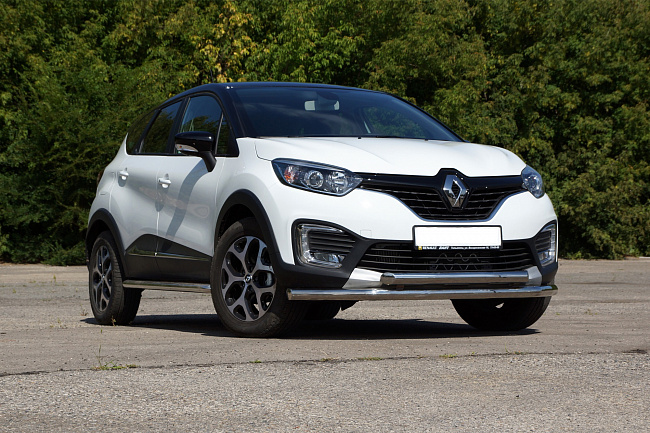 Защита переднего бампера Renault Kaptur двойная 63/63 мм (НПС) (RKA220201)