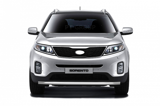 Защита переднего бампера одинарная Ø63мм KIA Sorento (нерж.сталь)(с 2014 г.в)