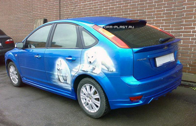 Юбка заднего бампера FT Ford Focus 2 (хэтчбек)(2004-2008)