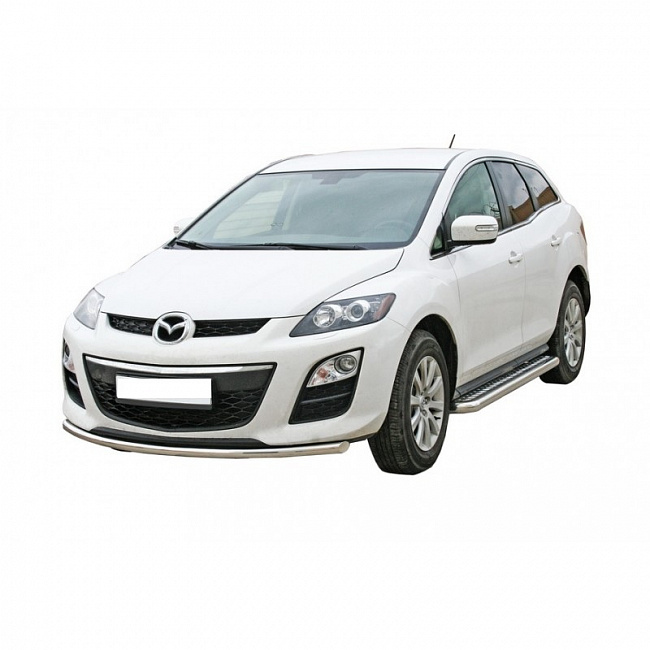 Пороги с алюм листом Mazda CX-7(2006-2012) 63,5мм (ППК) (арт 1733К)