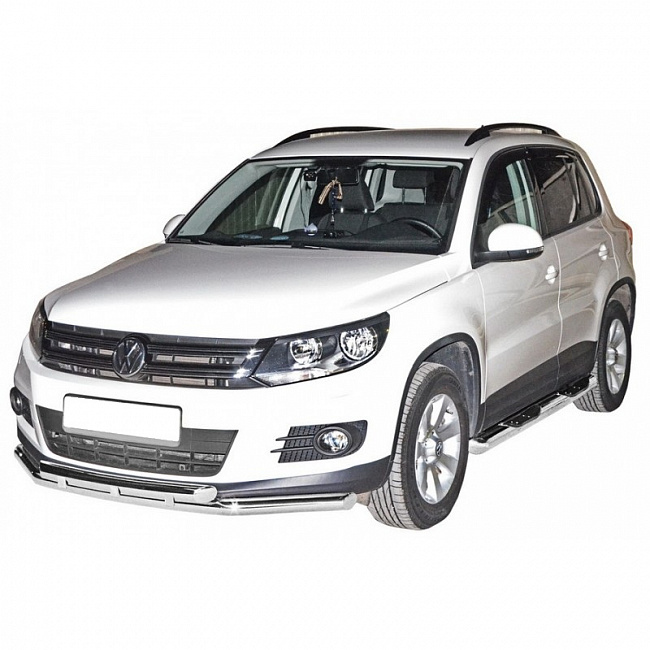 Пороги с проступью Volkswagen Tiguan(2011-2015) 76 мм (ППК) (арт.1805К)