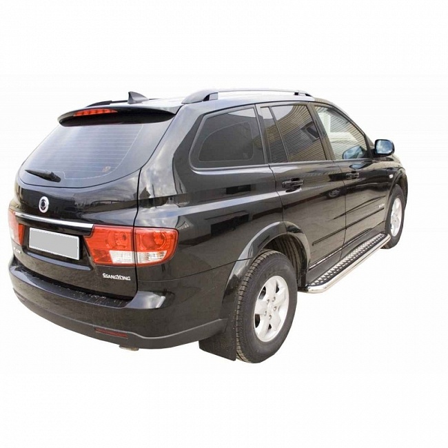 Защита порогов SsangYong Kyron 2007-2015 (ППК)с алюм.накладкой 63.5 мм (0669К)