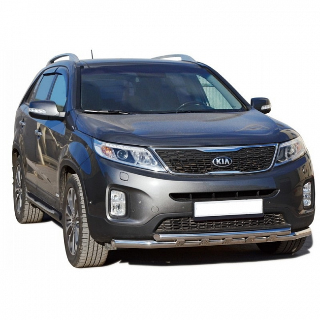 Защита переднего бампера KIA Sorento труба двойная (2012-2014 г.в.) НПС (арт.1857Н)