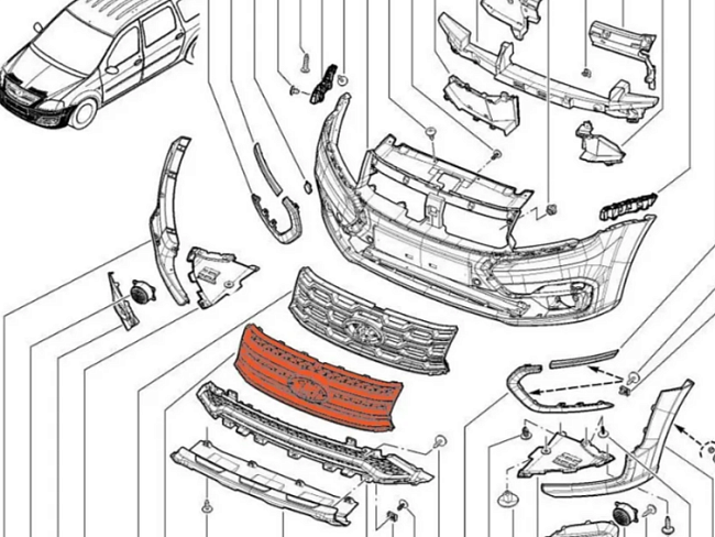 Решетка радиатора Лада Ларгус FL  Оригинал 8450090864
