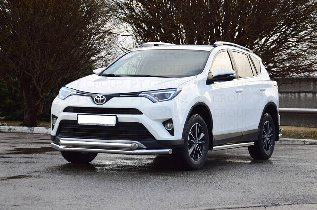 Защита переднего бампера двойная 63/63 мм TOYOTA RAV4 2013-2018 (НПС) РТ TRV220201