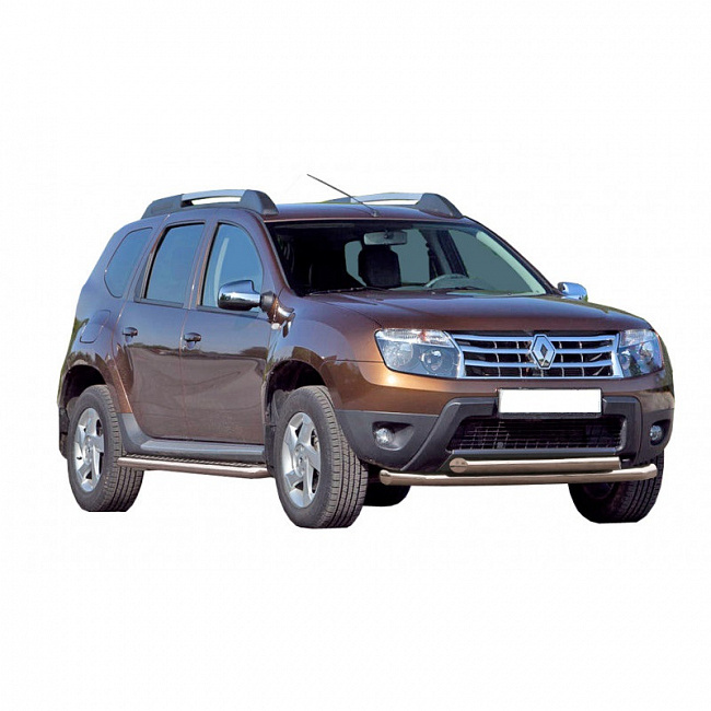 Защита переднего бампера труба двойная на Renault Duster (2011-2015 г.в.) НПС (арт.1701Н)