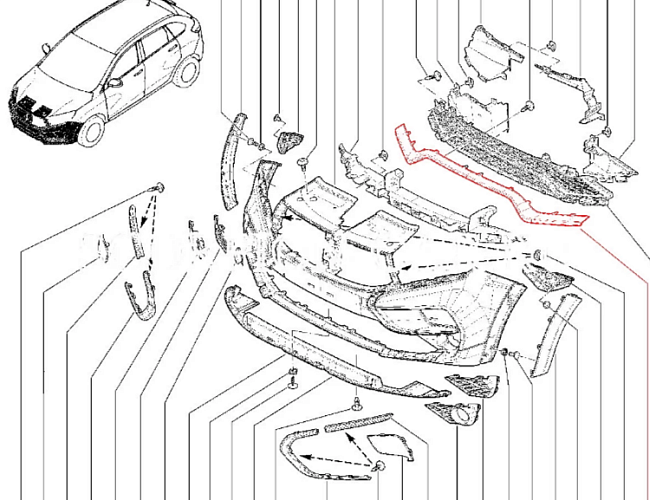 Накладка нижней решётки переднего бампера (серебристая) Lada XRAY Cross 8450022531