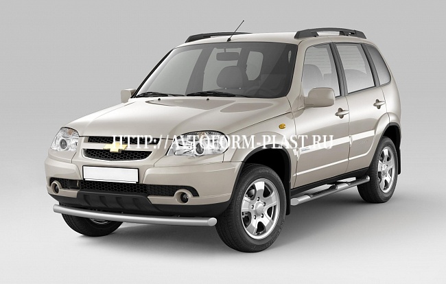 Защита порогов с накладками Ø63мм (ППК) Chevrolet Niva c 2009, Niva Travel 2021 LNT-21-330339.11