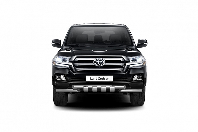 Защита переднего бампера двойная с зубьями 63/63мм Toyota Land Cruiser 200 (2014-) (НПС) РТ TLC220202