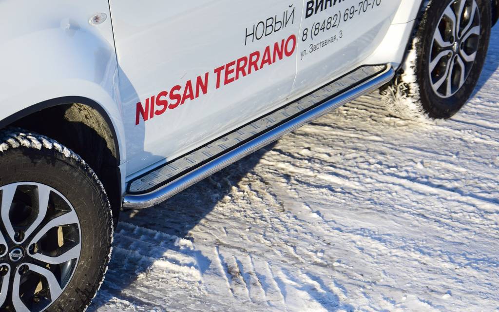 Защита порогов с алюминиевой площадкой "Эстонец" Ø51мм (НПС) NISSAN TERRANO 2014-