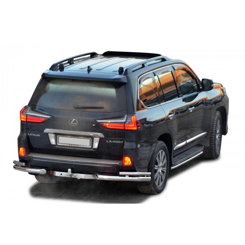 Защита заднего бампера«Двойные уголки» Lexus LX 450d 76/51мм (ППК) (арт1905К)