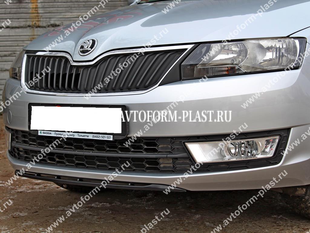 Спойлер переднего бампера Skoda Rapid (текстурный платик) (2012-н.г.)