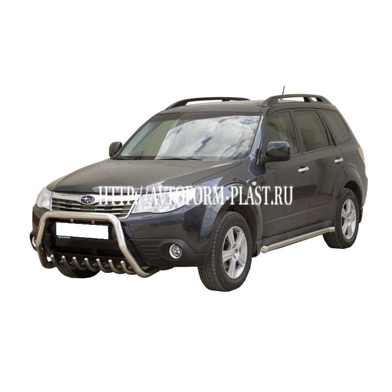 Защита переднего бампера с доп защитой двигателя SUBARU Forester 635мм(арт.0652К)