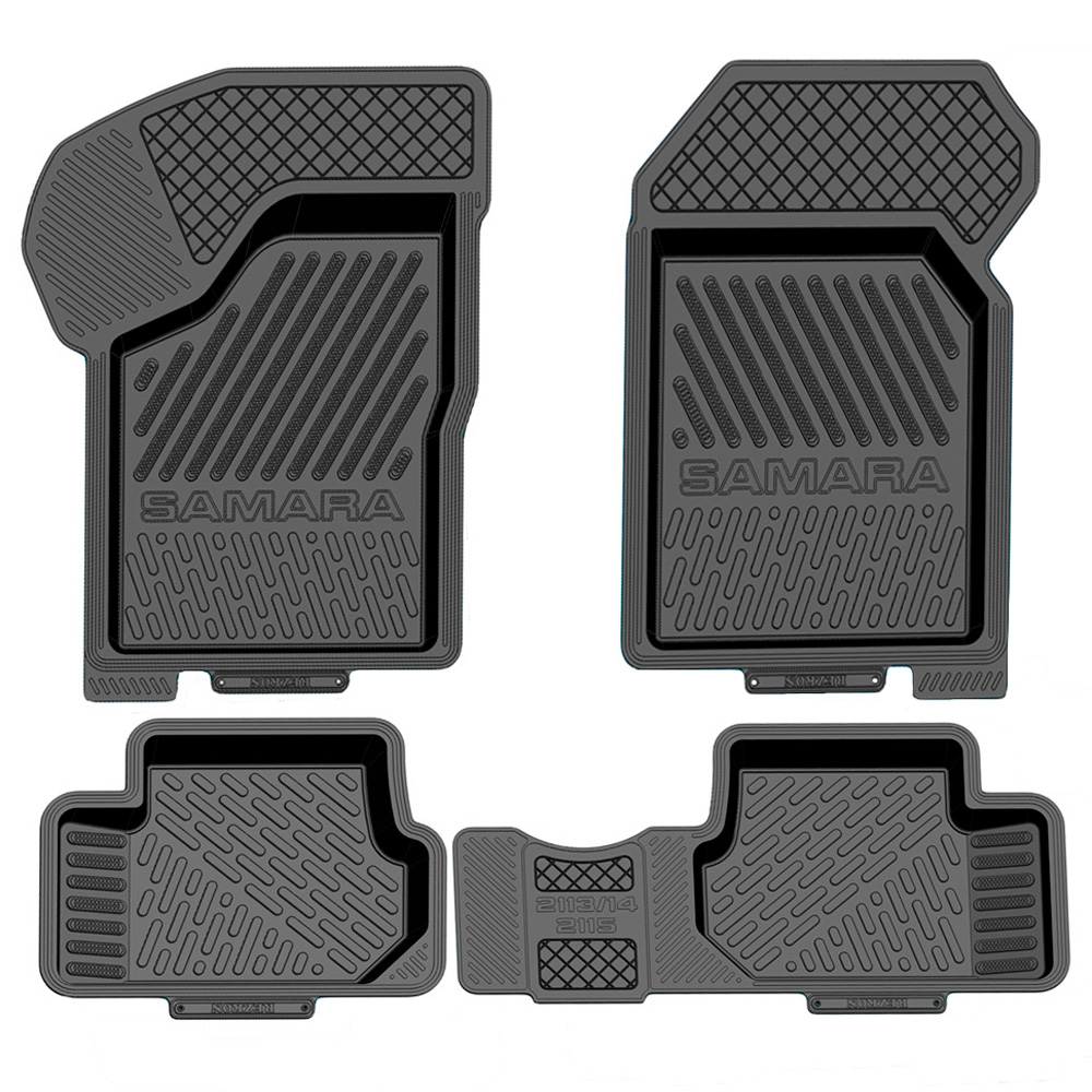 Коврики салонные резиновые (черный) для LADA Samara 2108-2115 (84-15) Brand (Борт 4см)