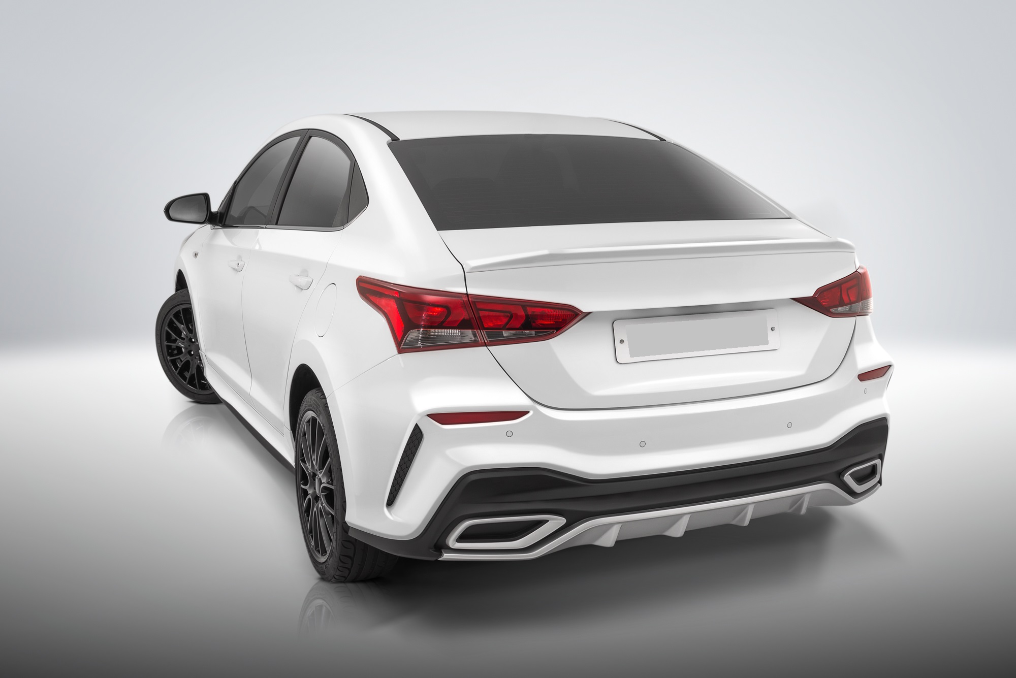 Задний бампер Hyundai Solaris 2017- "Quant" (некрашеный)