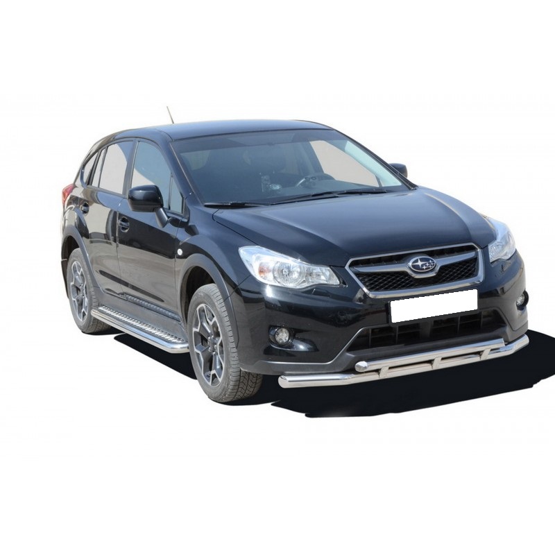 Пороги с алюм листом Subaru XV (2012-2016) 63,5мм (ППК) (арт1788К)