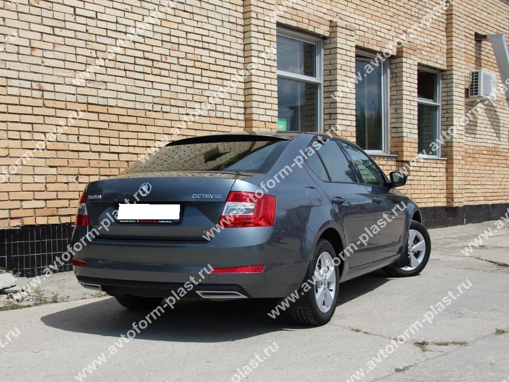 Имитация насадок глушителя Skoda Octavia III A7 2013- (серебристые)